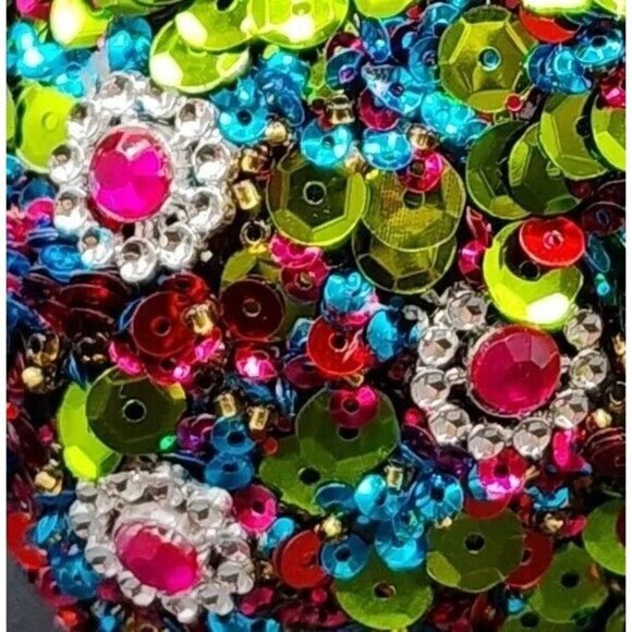 Sugar Skull Ornament Pier 1 Rhinestone Beaded Sequins Retired Halloween Black - Picture 5 of 10